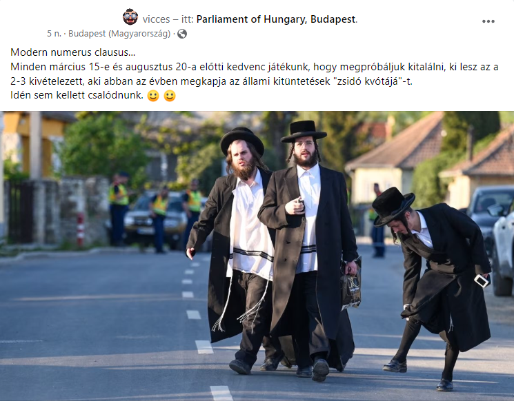 Modern numerus clausust és „zsidó kvótát” emleget egy Facebook bejegyzés az augusztus 20-i állami kitüntetések zsidó...