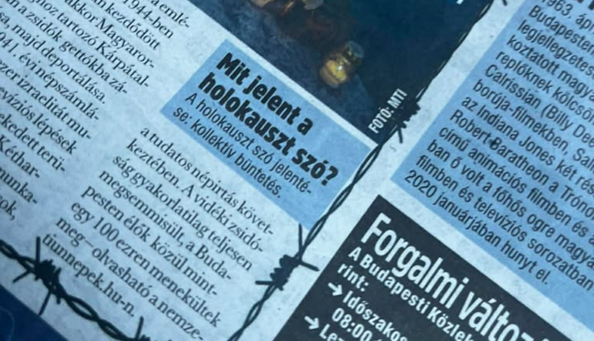 Kollektív büntetésként definiálta a holokausztot a Metropol